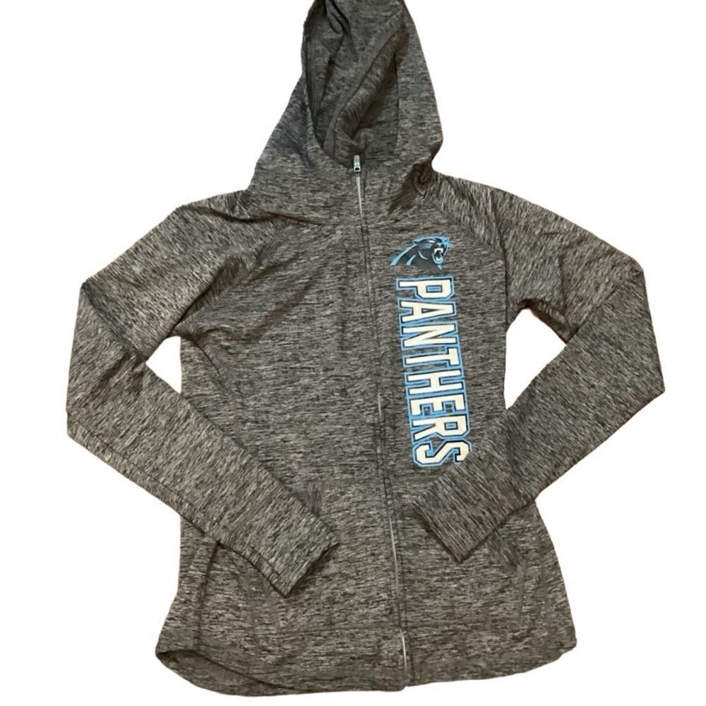 NFL Team Apparel Gray Carolina Panthers Football Recovery Full-Zip Hoodie S - Picture 3 of 10